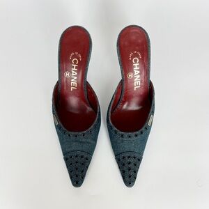 Chanel vintage denim mules size US 5.5